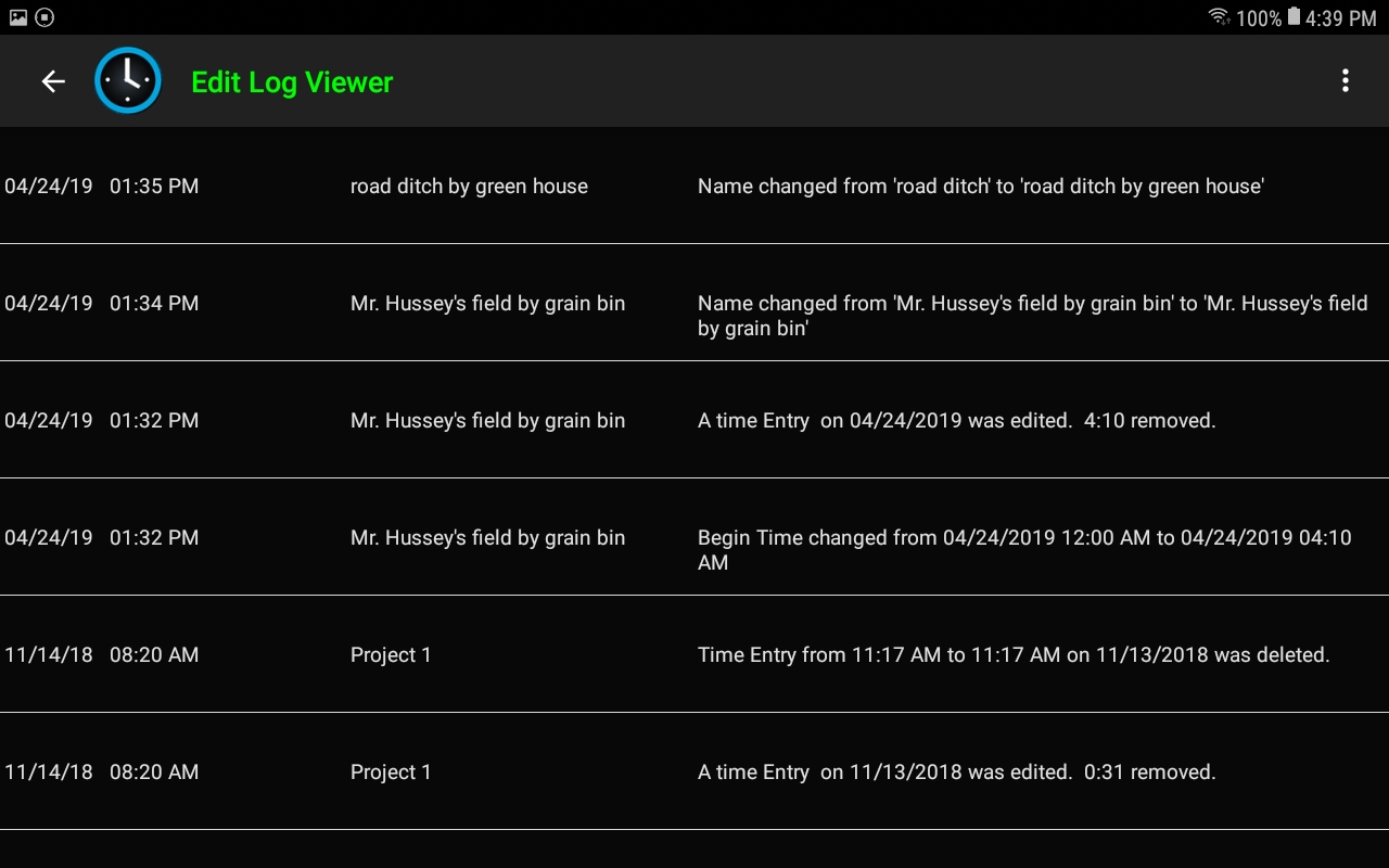 log file dialogue box